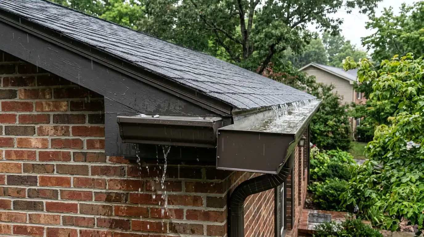 six inch gutter trough beside a five inch section showing the capacity difference in Knoxville Tennessee